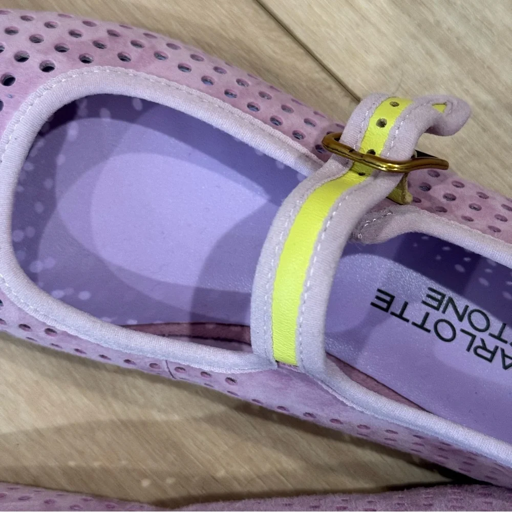 CS Raleigh suede flats Lilac Perf 7 ballet ballerina lime green mesh flats trend - Picture 10 of 11